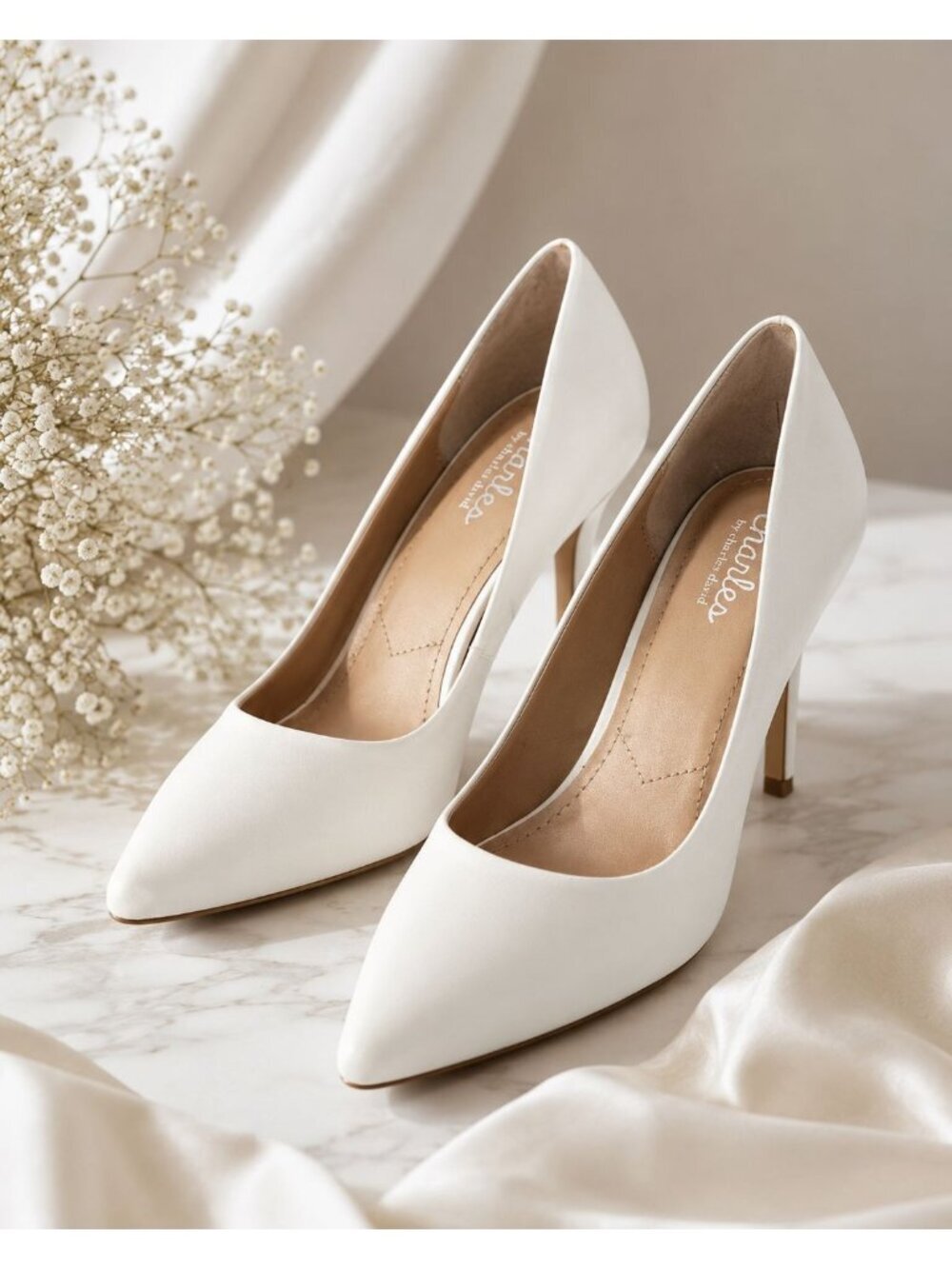 Charles David White Pointed Toe Pumps Heels Women Size 9.5M Dress Shoes NWT